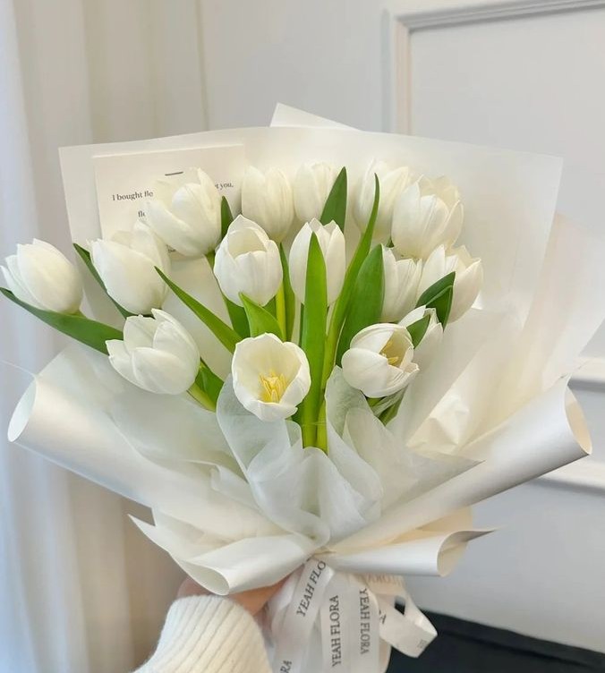 buket bunga tulip putih